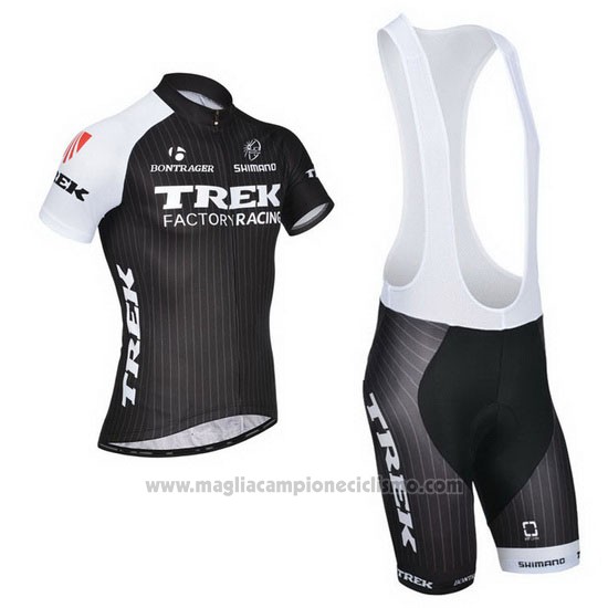 2014 Abbigliamento Ciclismo Trek Factory Racing Nero e Bianco Manica Corta e Salopette